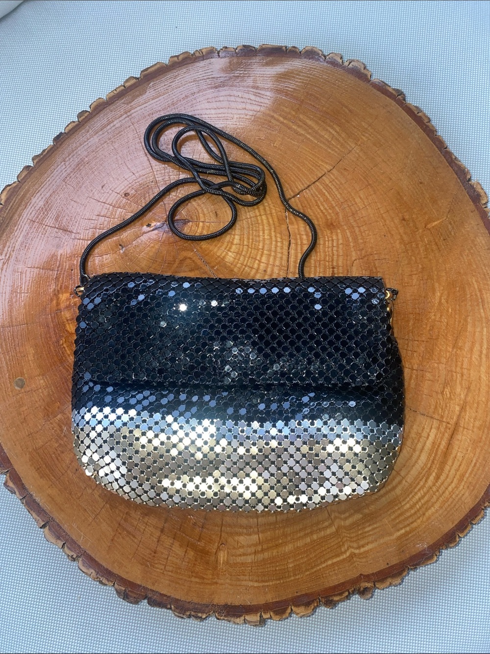 Mini mesh gold black and silver crossbody bag